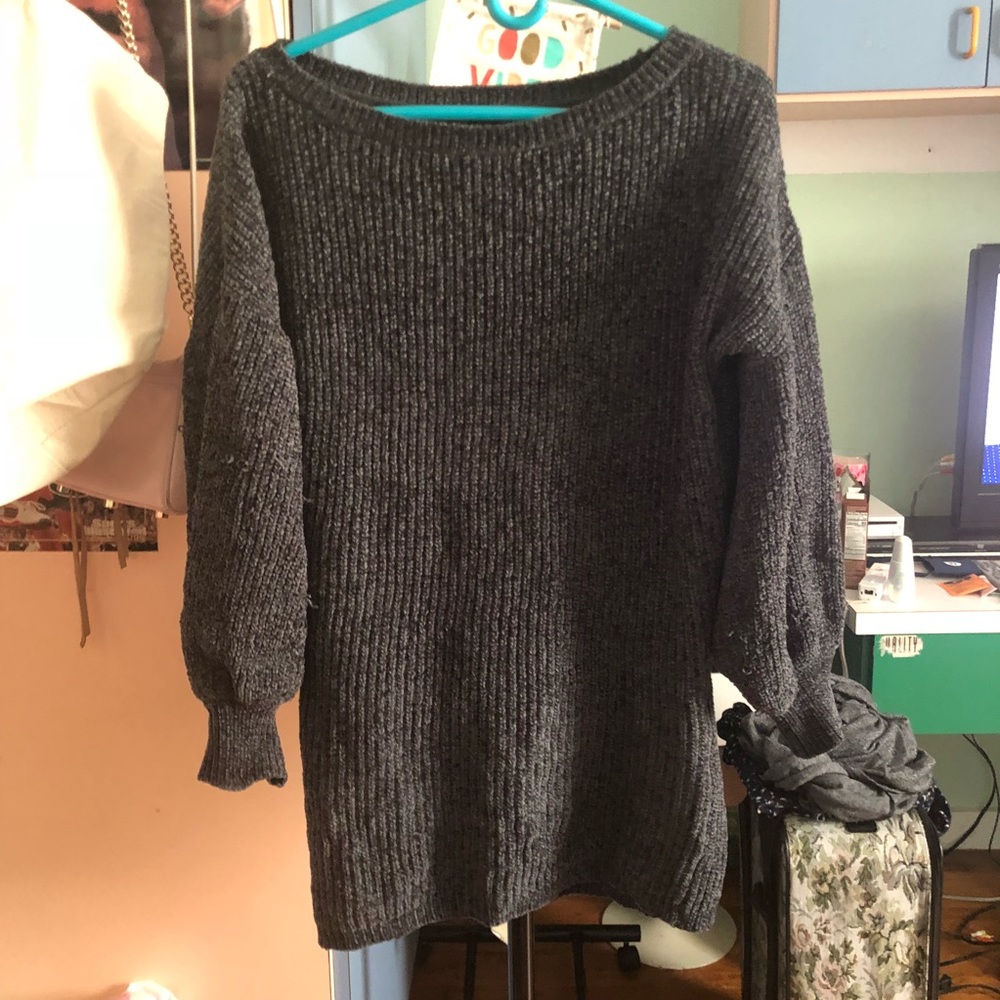 Express Dark Olive Chenille Sweater Dress
